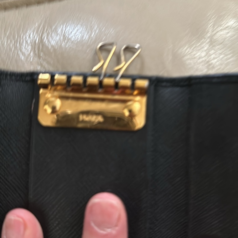 Prada Milano Leather Black Key Case &Card Holder Gold Logo Unisex Price Firm - Picture 7 of 10